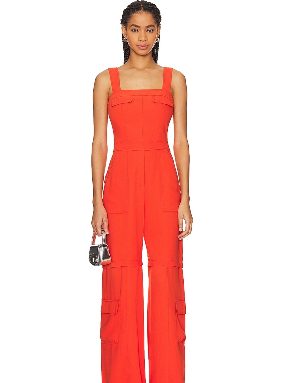 Amanda Uprichard x Revolve Mandarin Orange Wide-Leg cargo Jumpsuit NWT XL